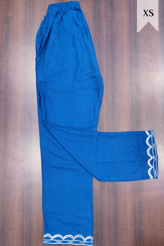 Detailed Royal Blue Rayon Palazzo