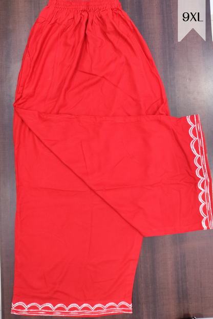 Detailed Red Rayon Palazzo