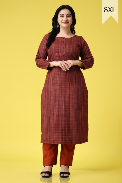 Rusty Grid Woollen Kurta Set