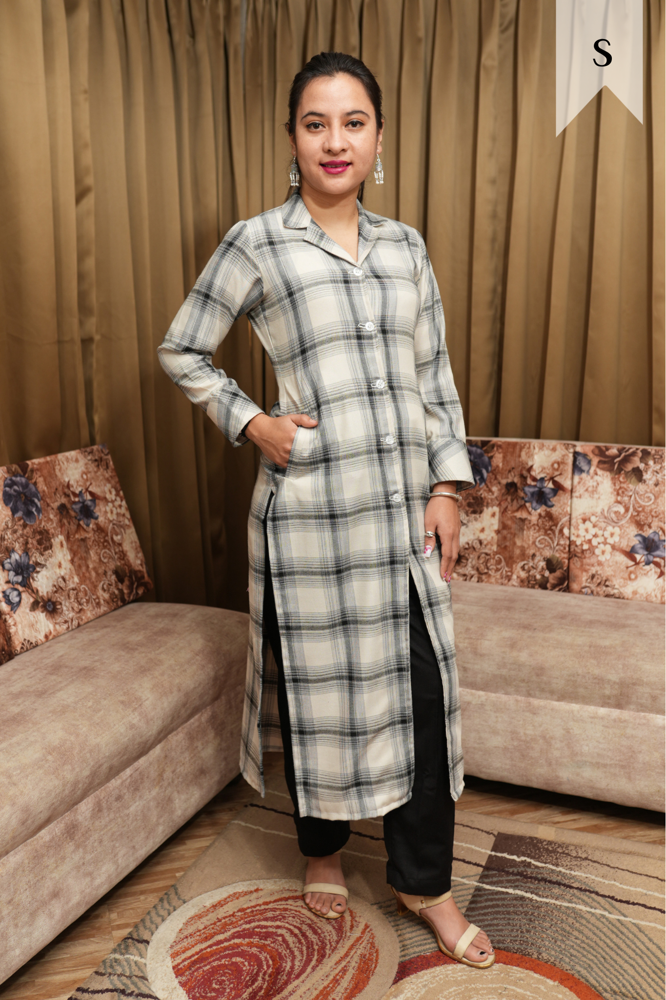 Snowflake Checked Woollen Kurta