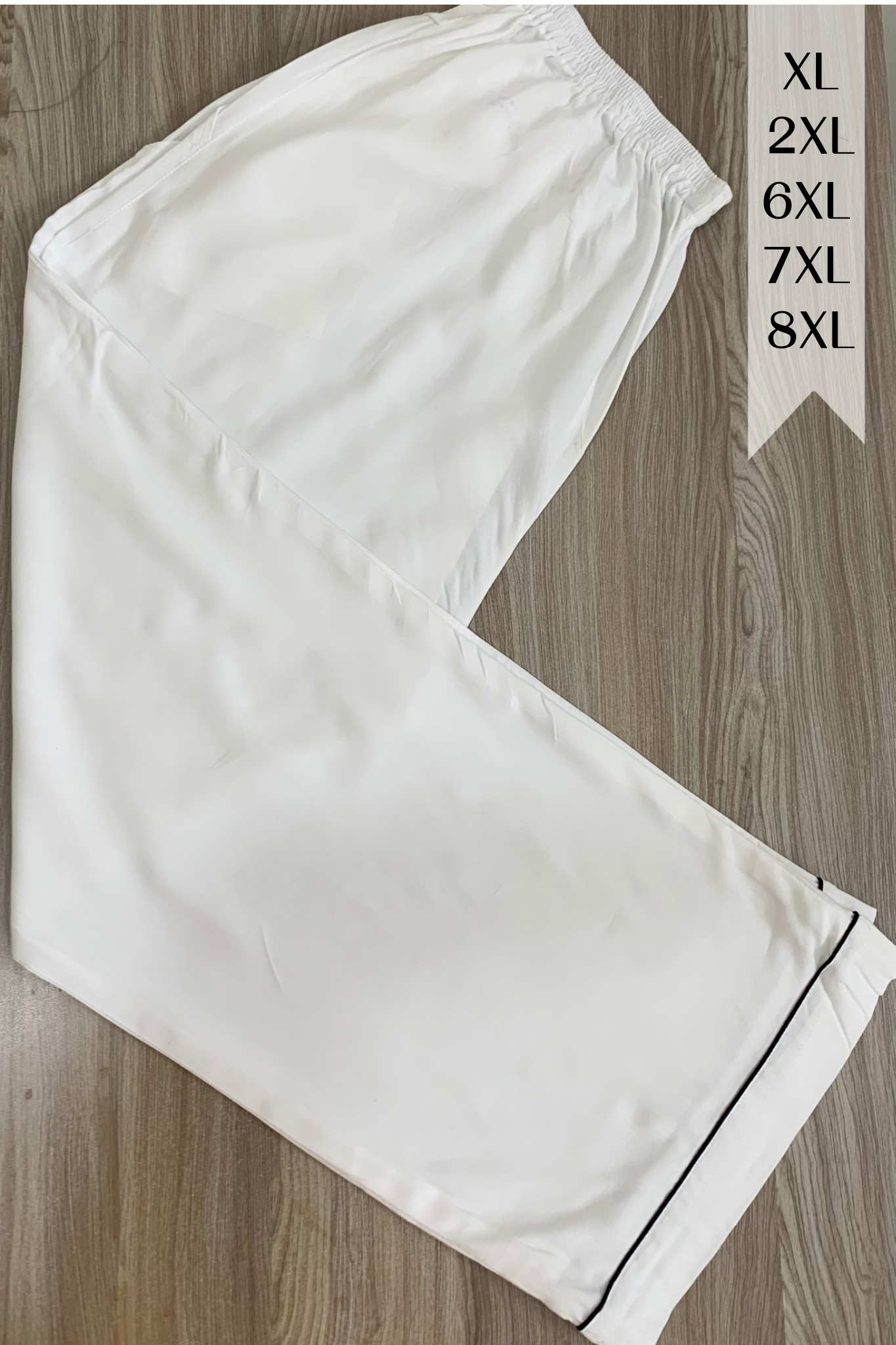 White Detailed Hemline Rayon Palazzo