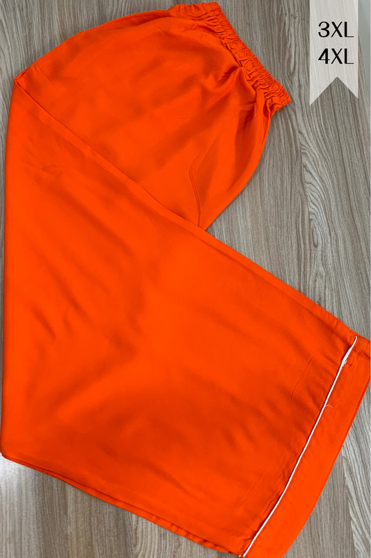 Orange Detailed Hemline Rayon Palazzo