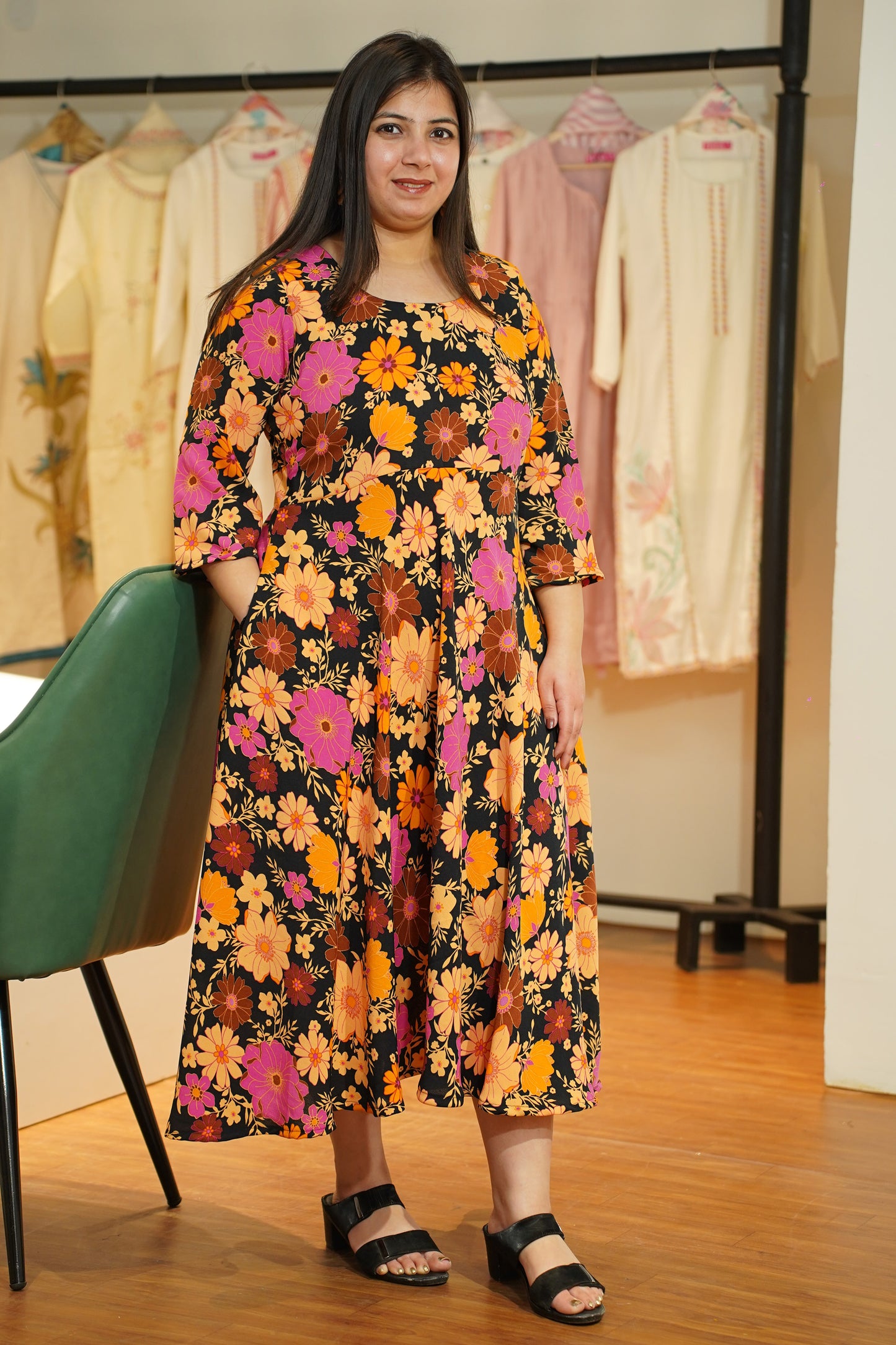 Peachy Petal Floral Maxi Dress