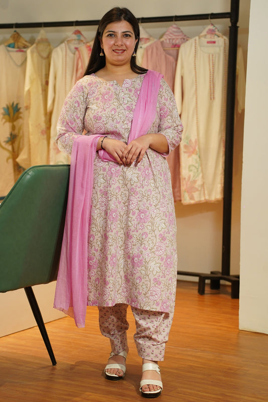 Soft Pink Cotton Salwar Suit