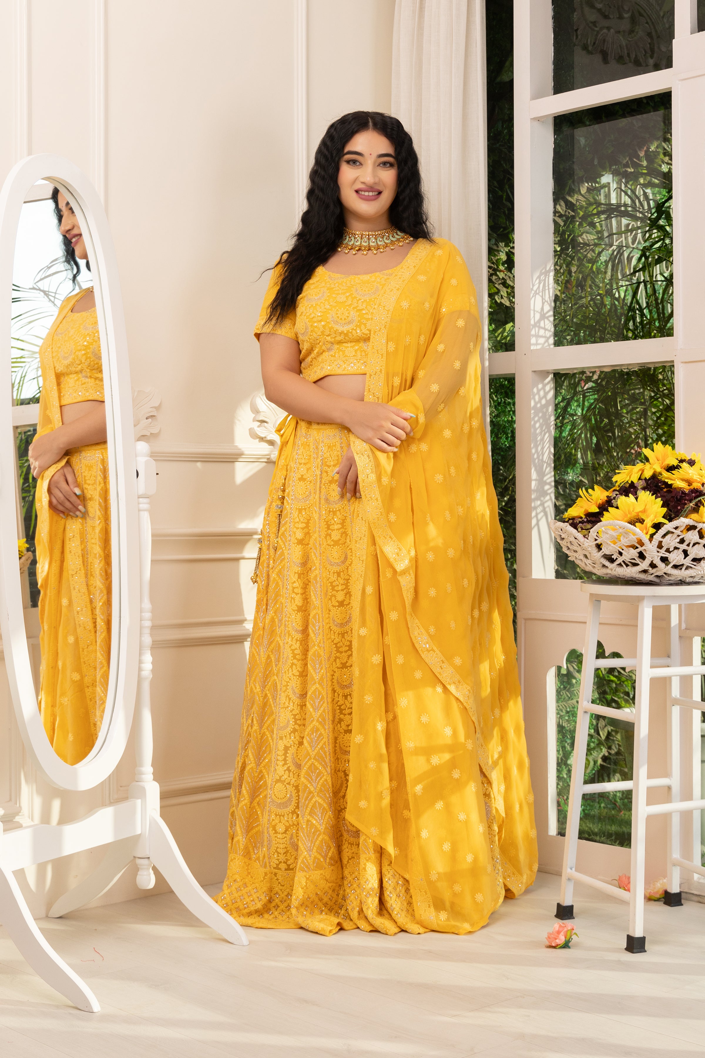 Buy Fancy Yellow Bridesmaid Wear Lehenga Choli Online for Women in USA