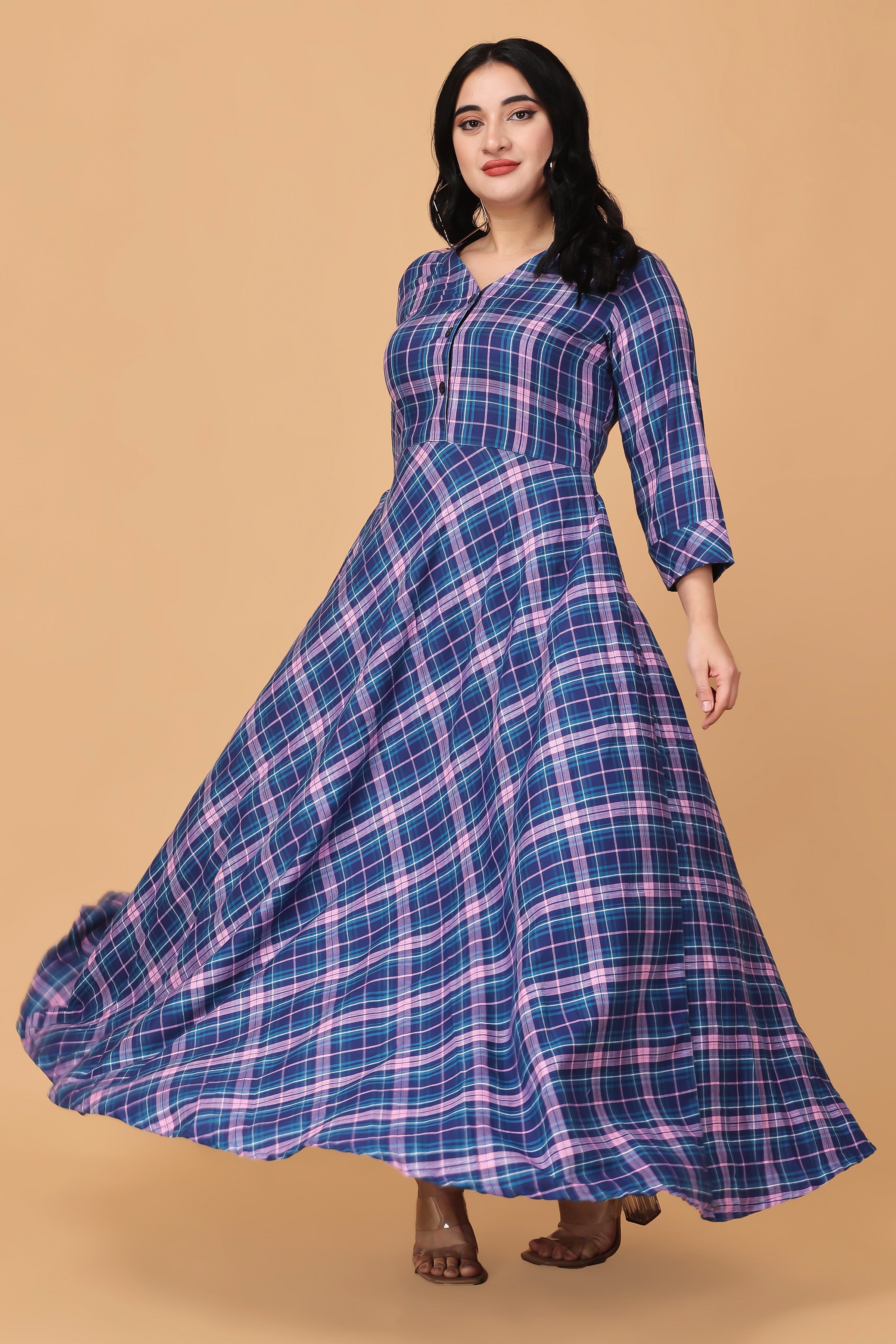 Latest and beautiful check print Kurtis/shirts / top designs for stylish  girls | Maxi dress, Plaid skater dress, Frock design