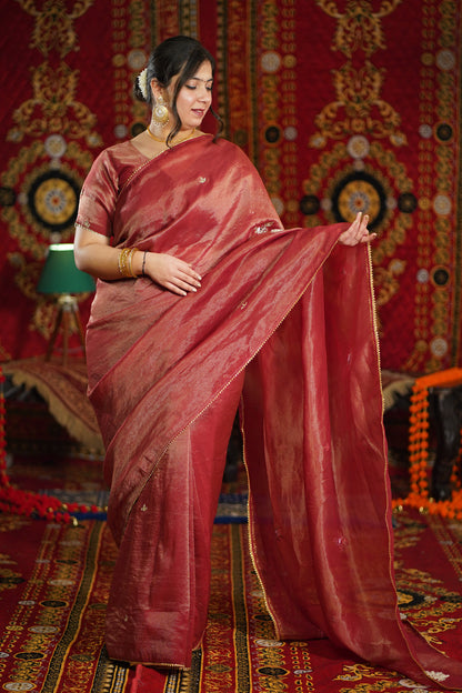 Ruhani Saanjh Handcrafted Tissue Saree