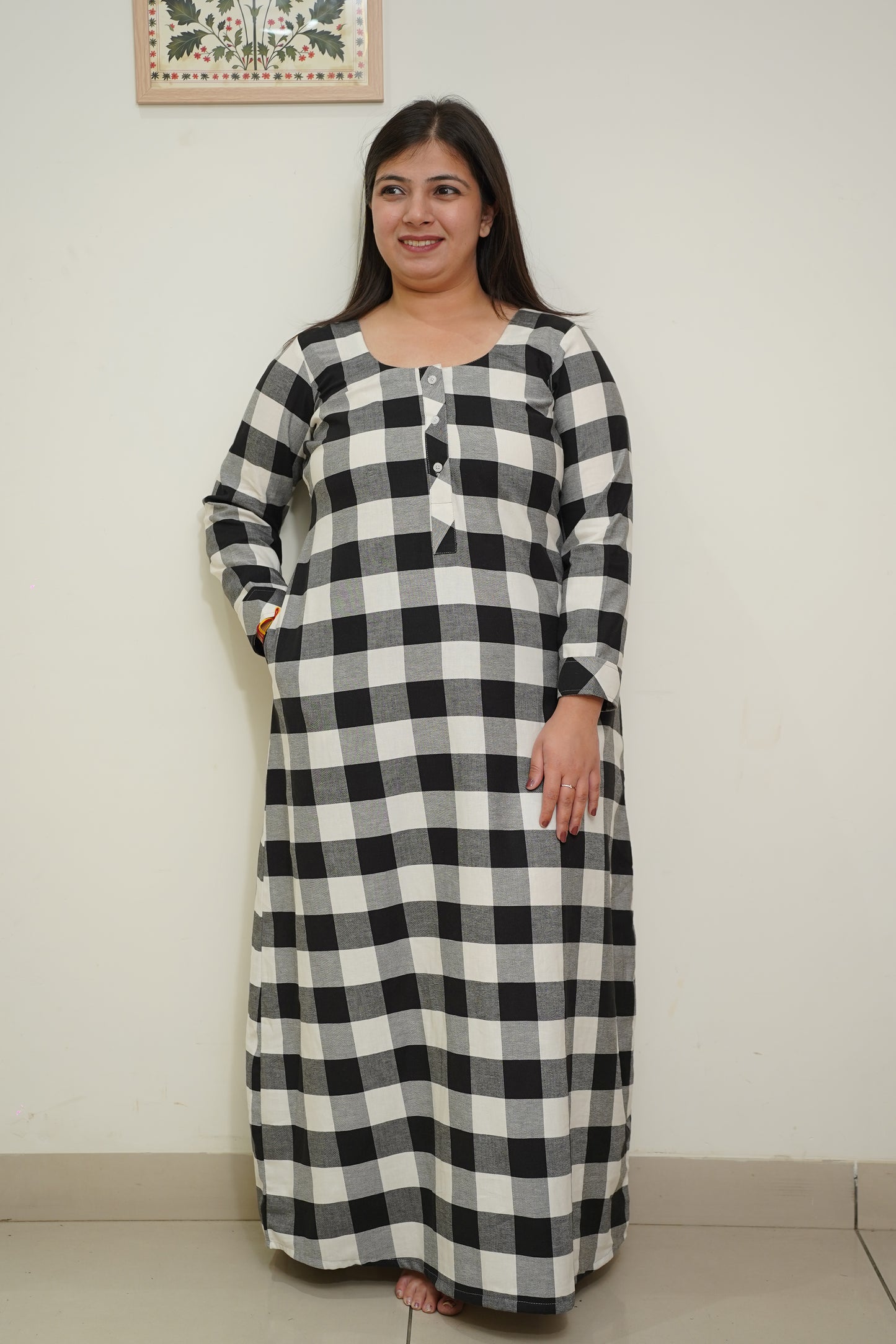 Classic Plaid Woollen Night Gown