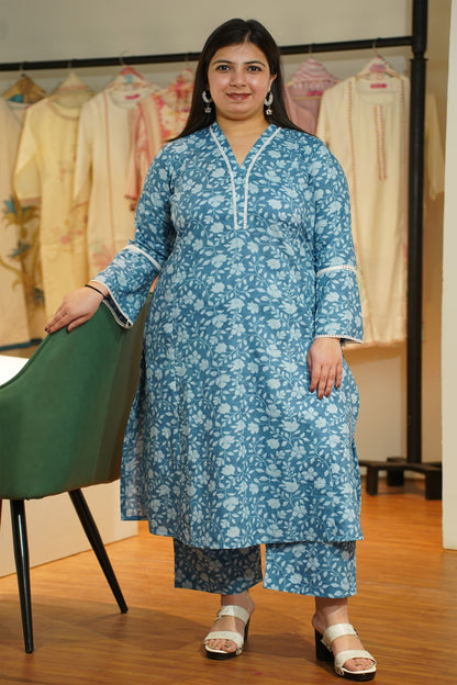 Cobalt Blue Kalamkari Kurta Set