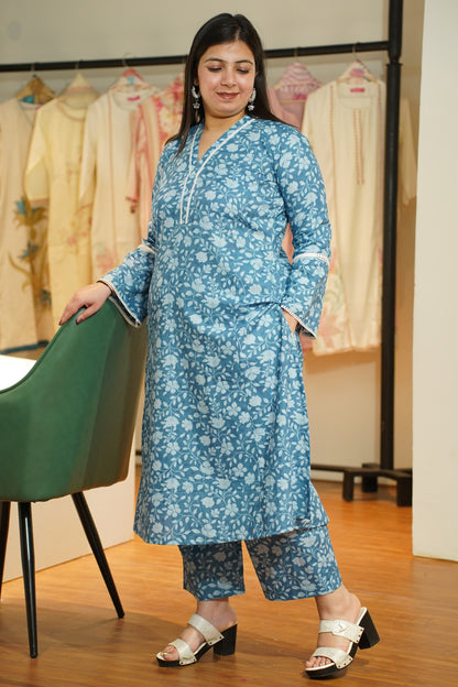 Cobalt Blue Kalamkari Kurta Set