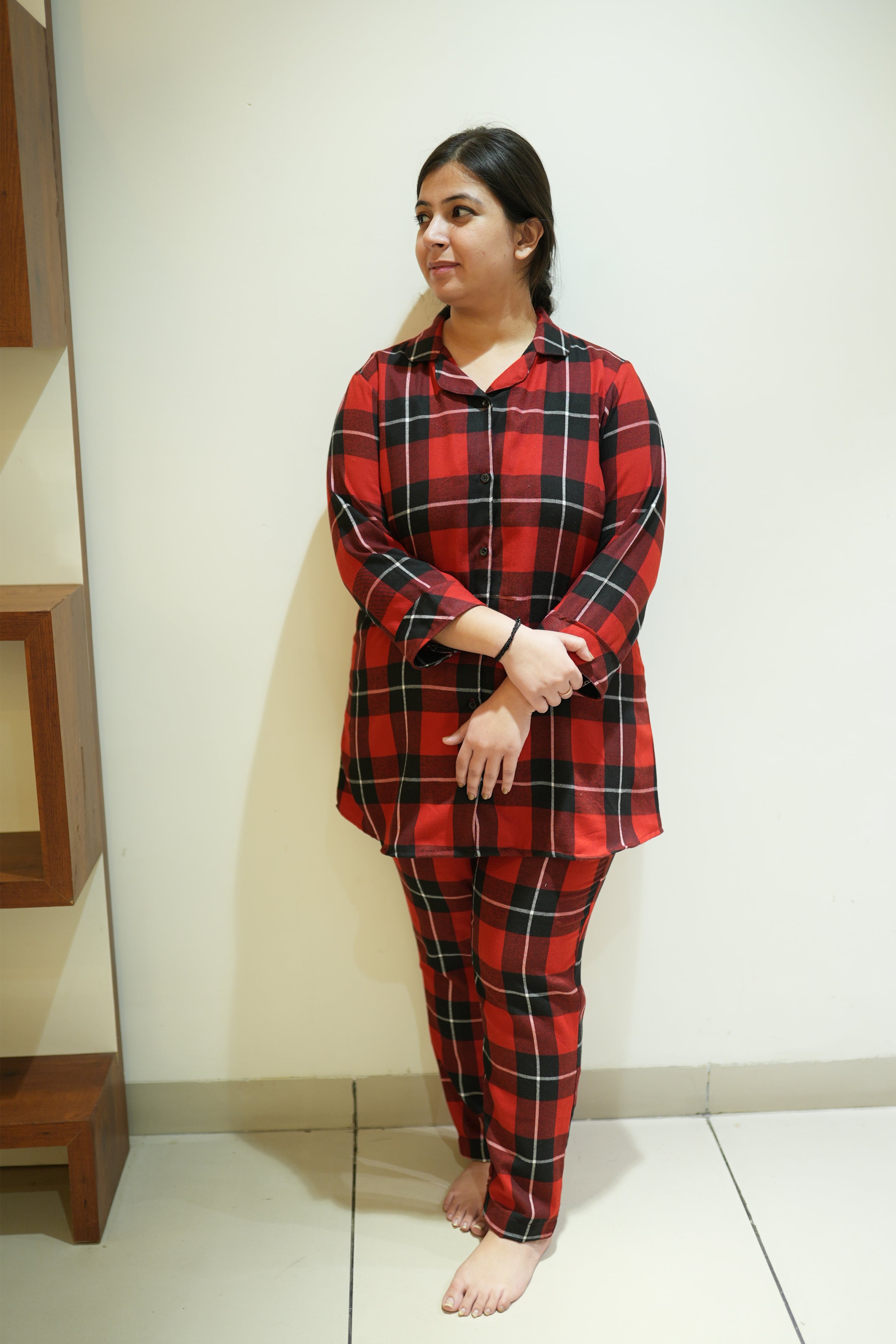 Plaid discount night suit