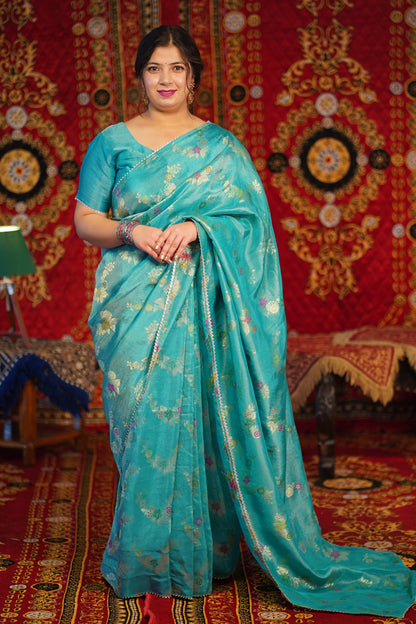 Neeli Dhwani Woven Tissue Saree