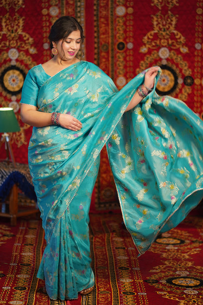 Neeli Dhwani Woven Tissue Saree