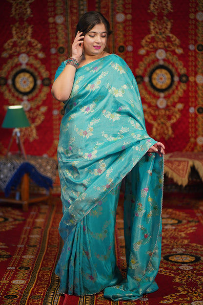 Neeli Dhwani Woven Tissue Saree