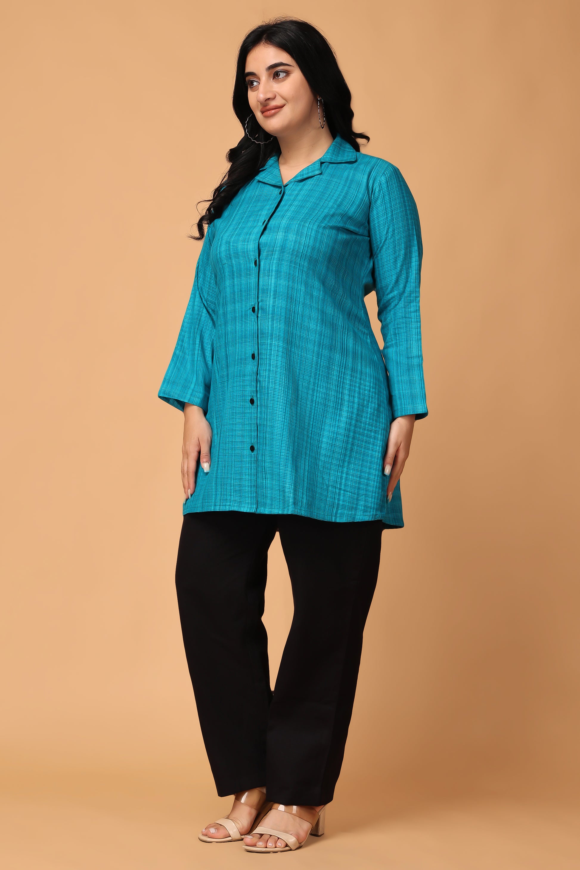 Firozi Blue Woolen Short Kurti