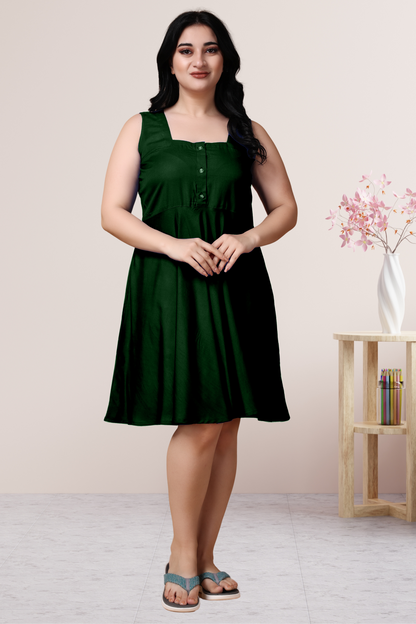 Bottle Green Rayon Short Nighty