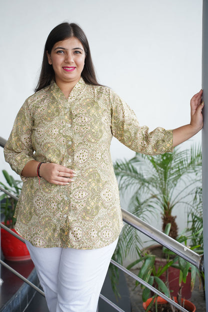 Olive Mandarin Short Kurta