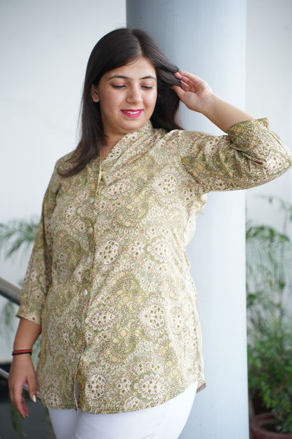 Olive Mandarin Short Kurta