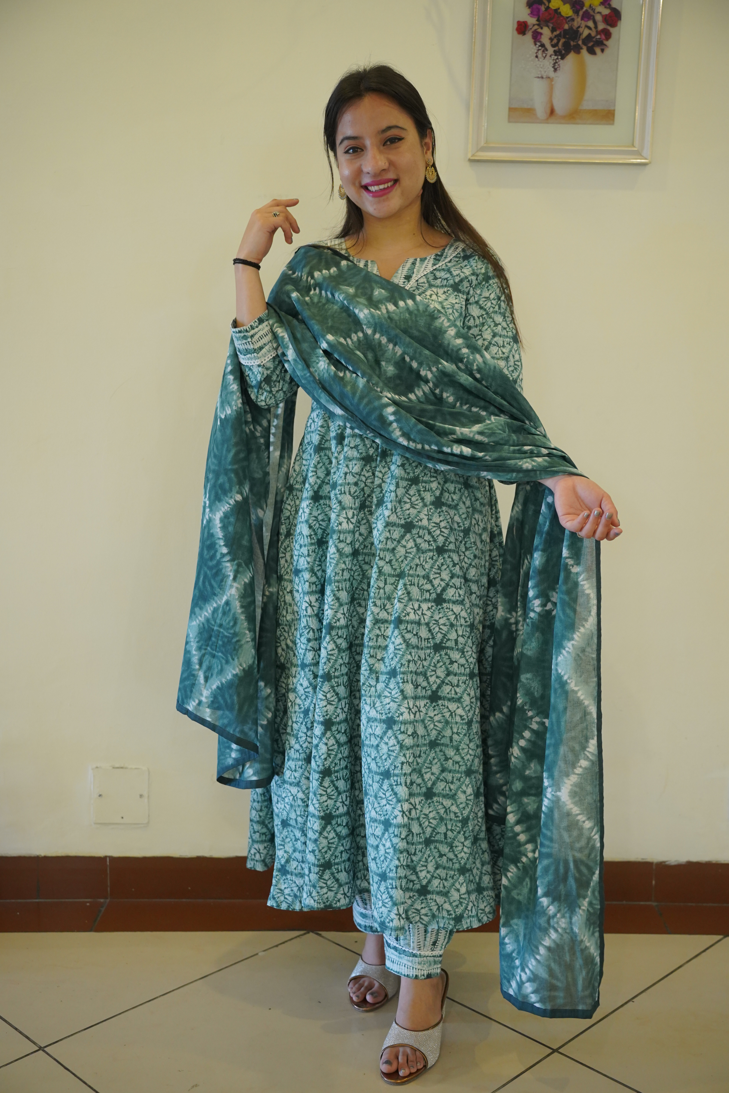 Shop Now Sahiba Tie Dye Anarkali Dress - ADIRICHA