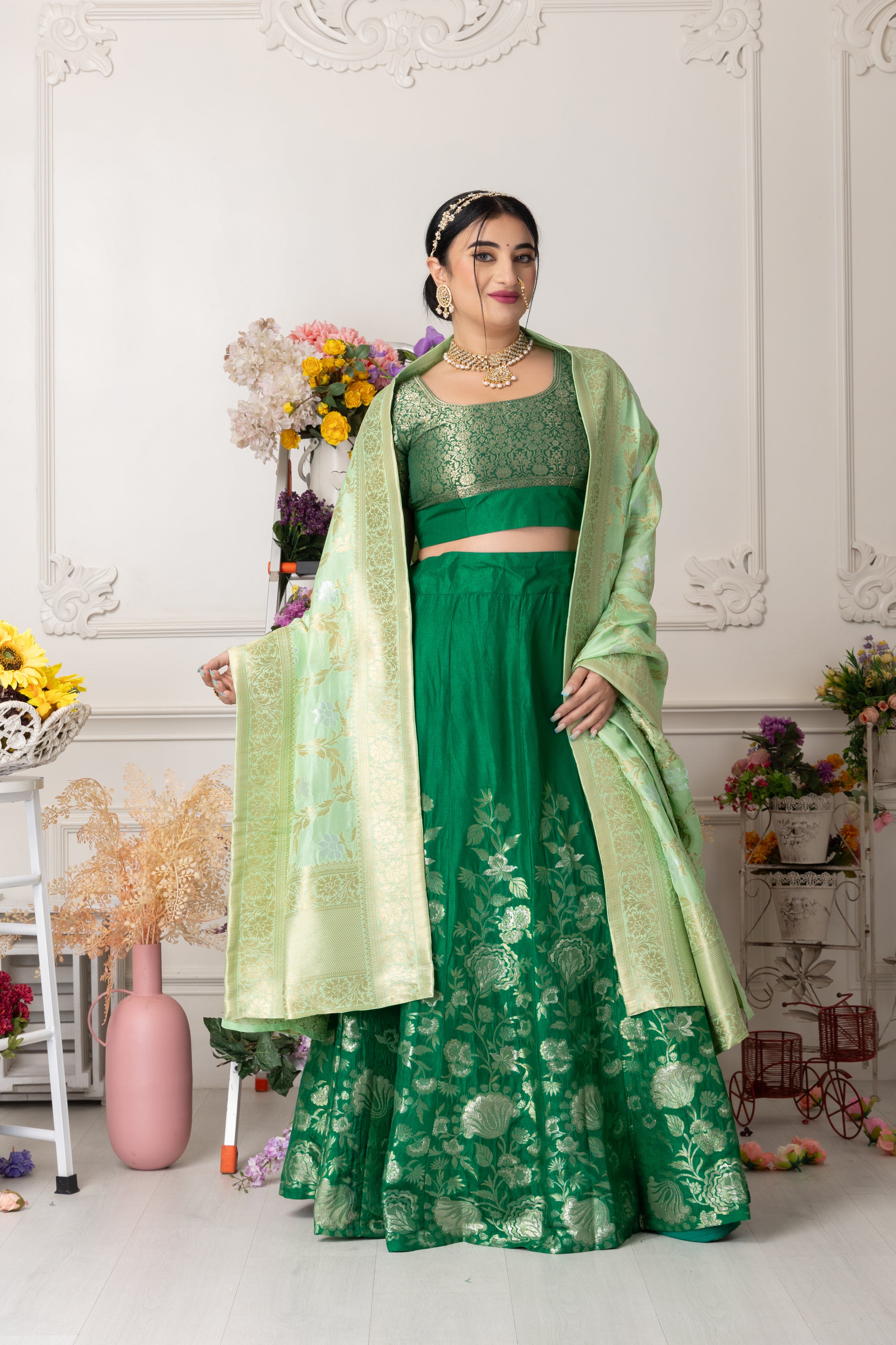 Green Satin Silk Lehenga Choli With Embroidery Sequence Work and Soft Net  Dupatta for Women , Ethnic Lehenga Choli , Wedding Lehenga Choli - Etsy  Singapore