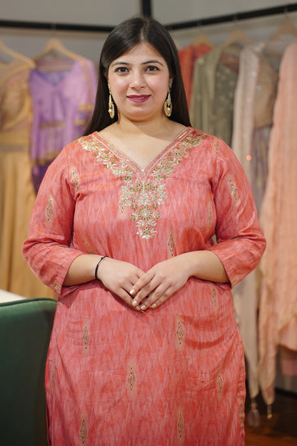 Gulaabi Dhun Muslin Suit Set