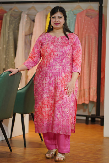 Gulabi Phagun Bandhej Suit Set