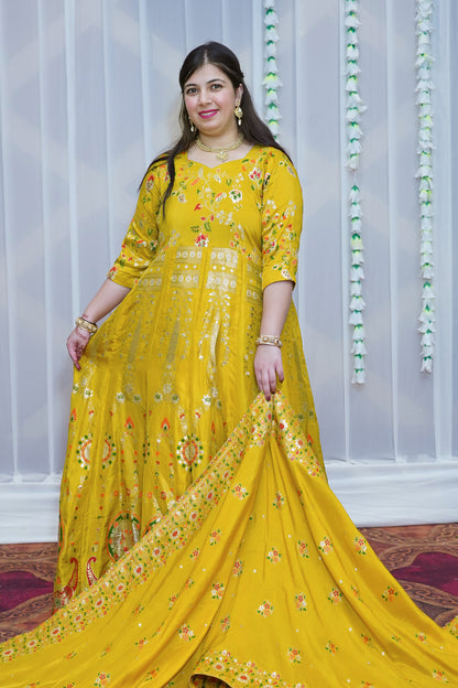 Harshika Jacquard Silk Anarkali Dress