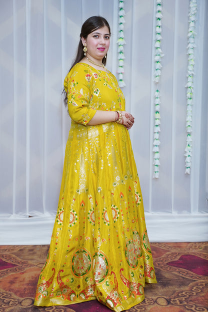 Harshika Jacquard Silk Anarkali Dress