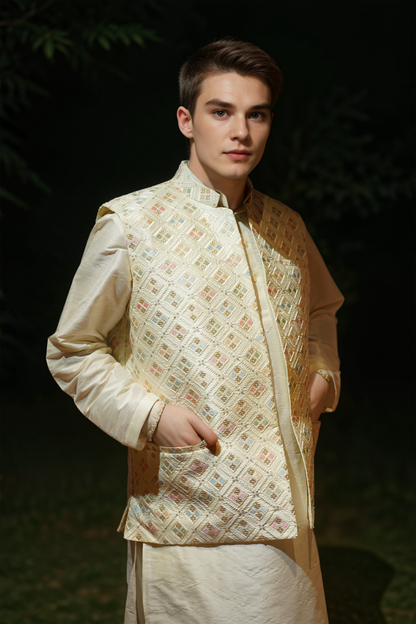 Ivory Majesty Kurta Jacket Set