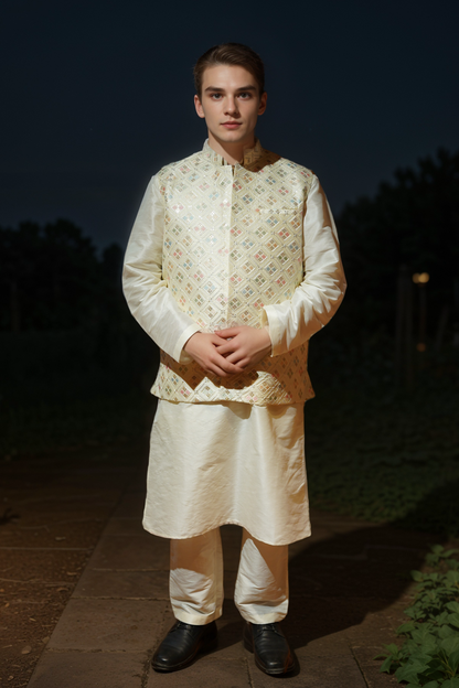 Ivory Majesty Kurta Jacket Set