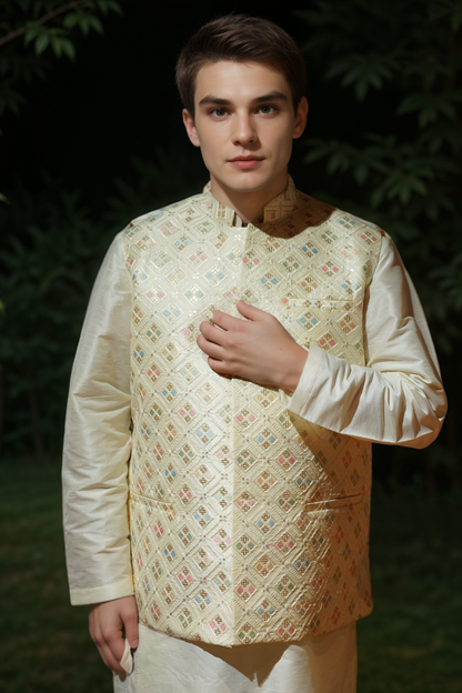 Ivory Majesty Kurta Jacket Set