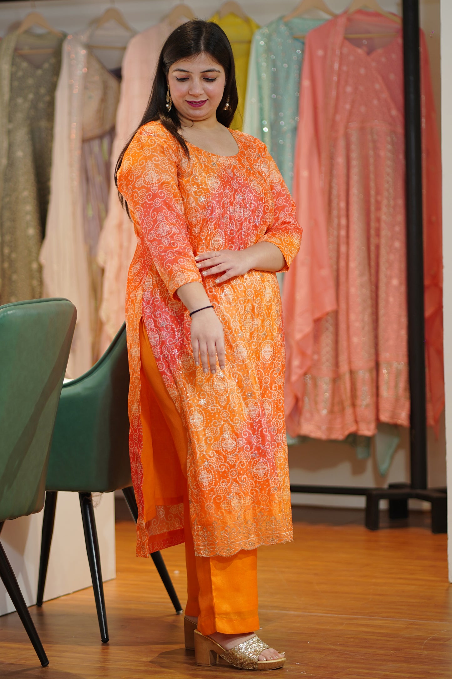 Kesari Gulaal Bandhej Suit Set