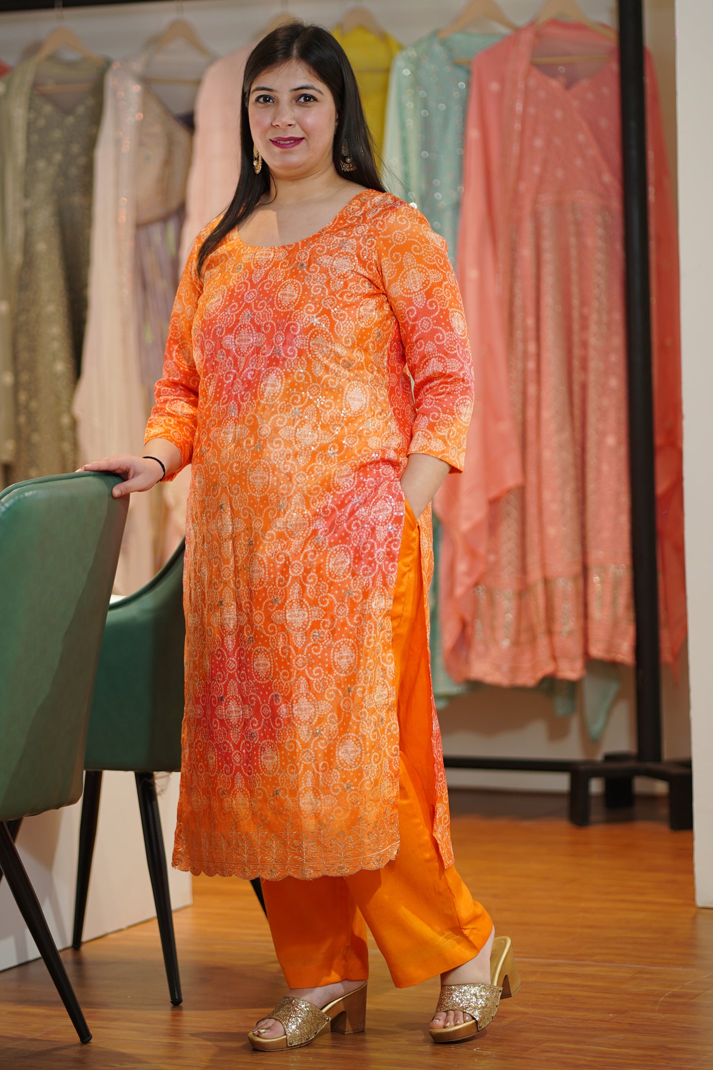 Kesari Gulaal Bandhej Suit Set