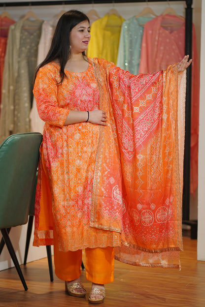 Kesari Gulaal Bandhej Suit Set