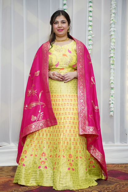 Kimaya Jacquard Silk Lehenga