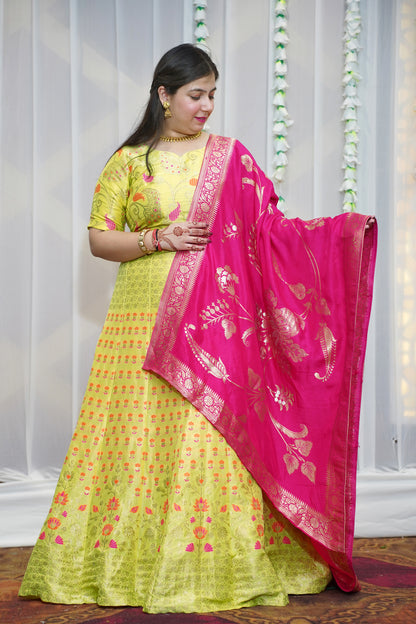 Kimaya Jacquard Silk Lehenga