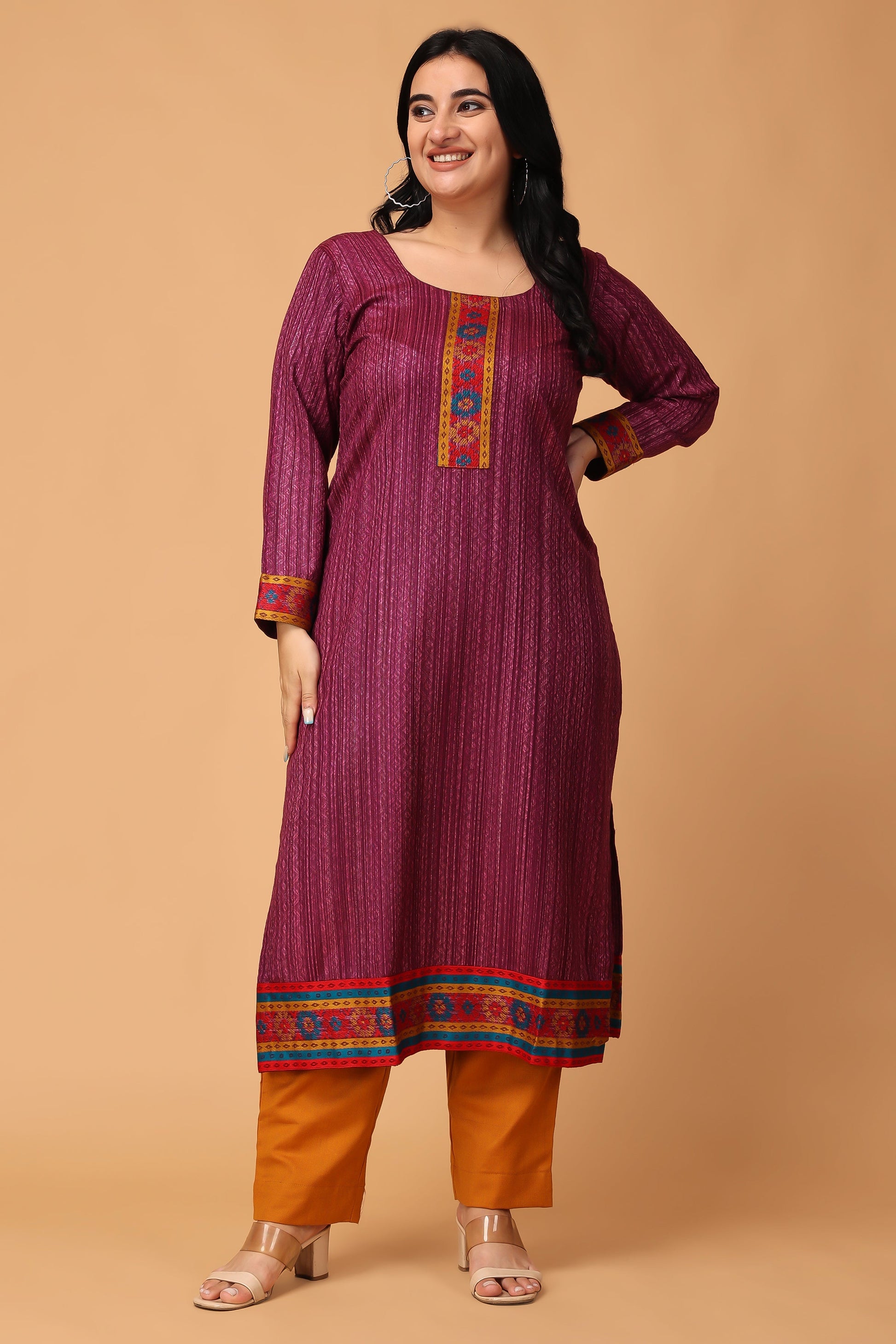 Puple Winter Kurti For Women