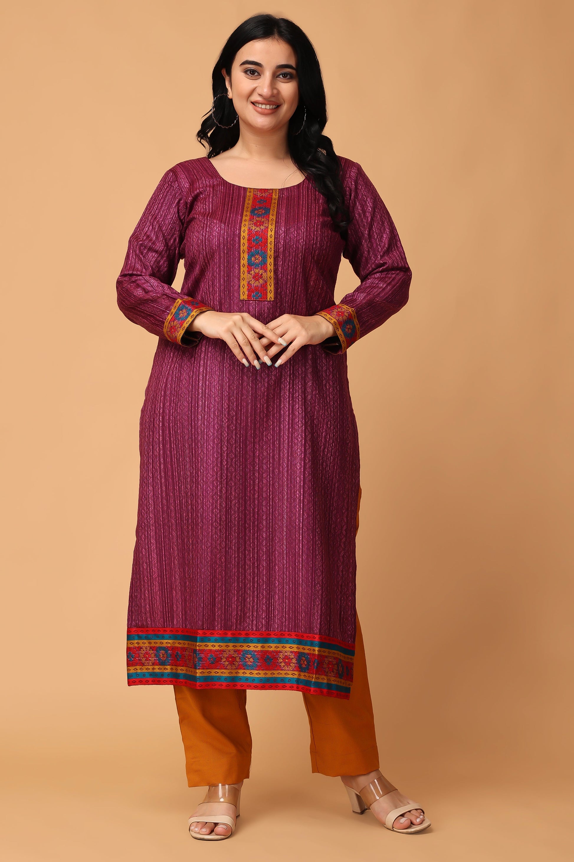 Puple Winter Kurti For Women