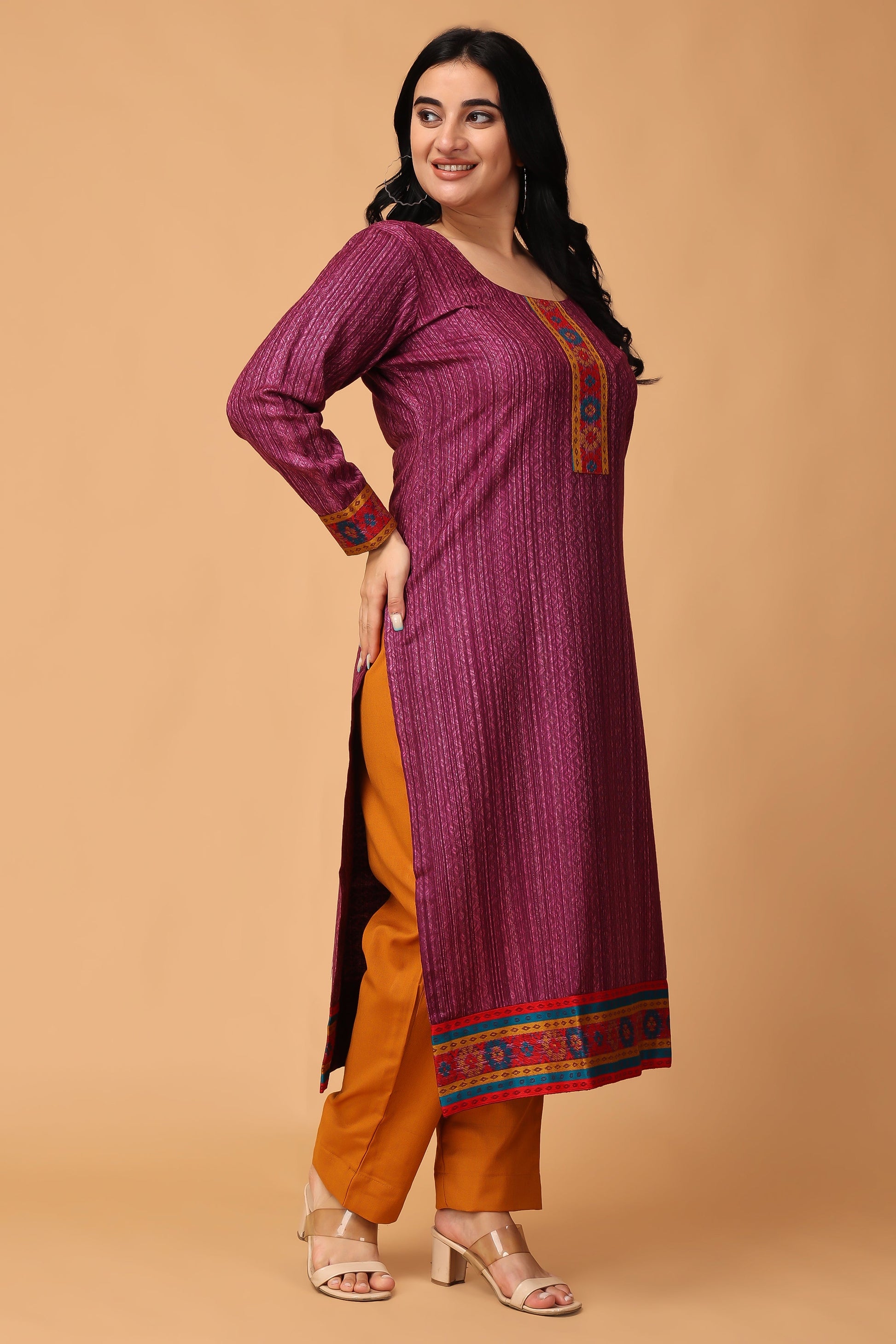 Puple Winter Kurti For Women