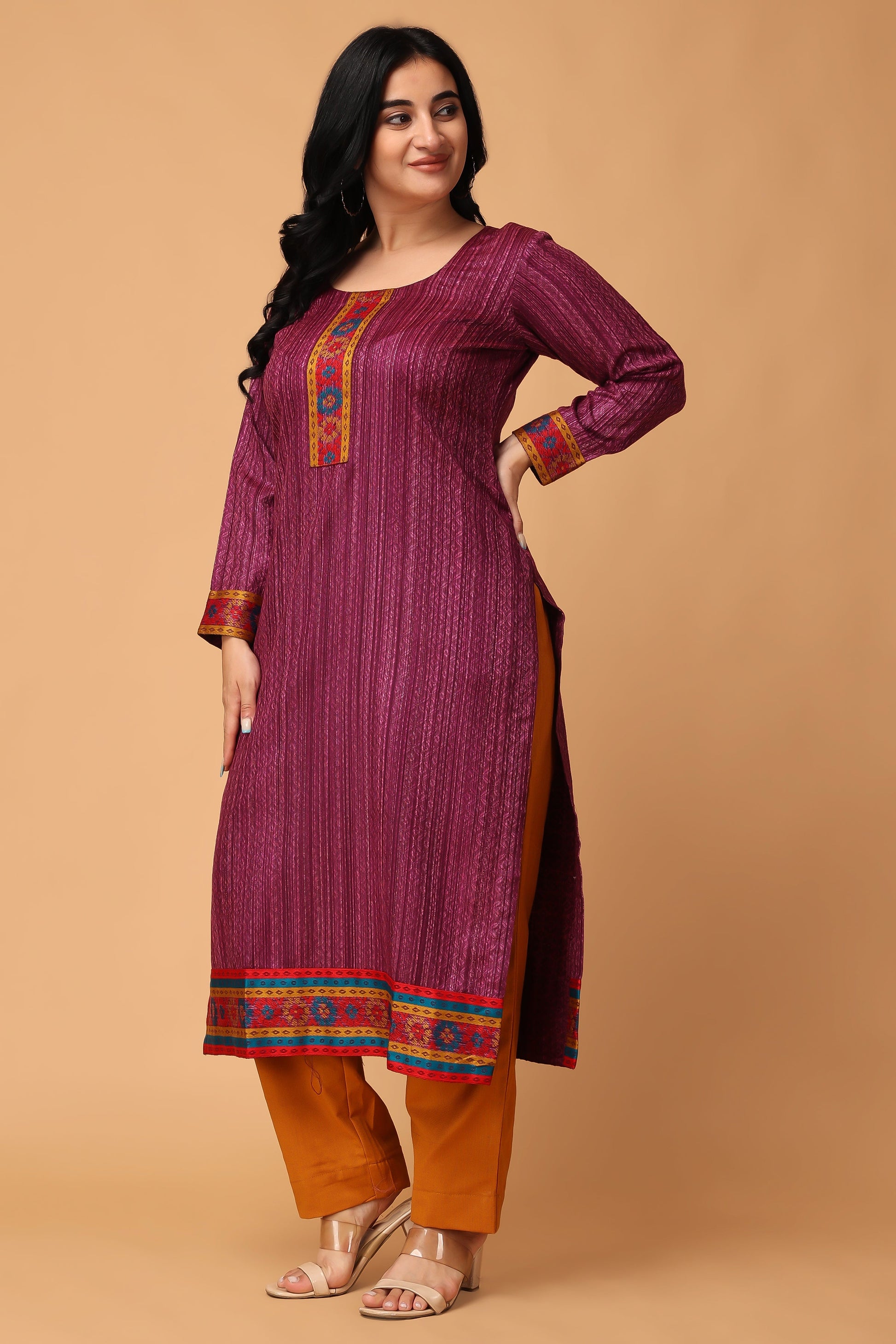 Puple Winter Kurti For Women