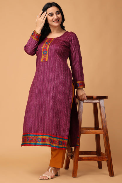 Puple Winter Kurti For Women