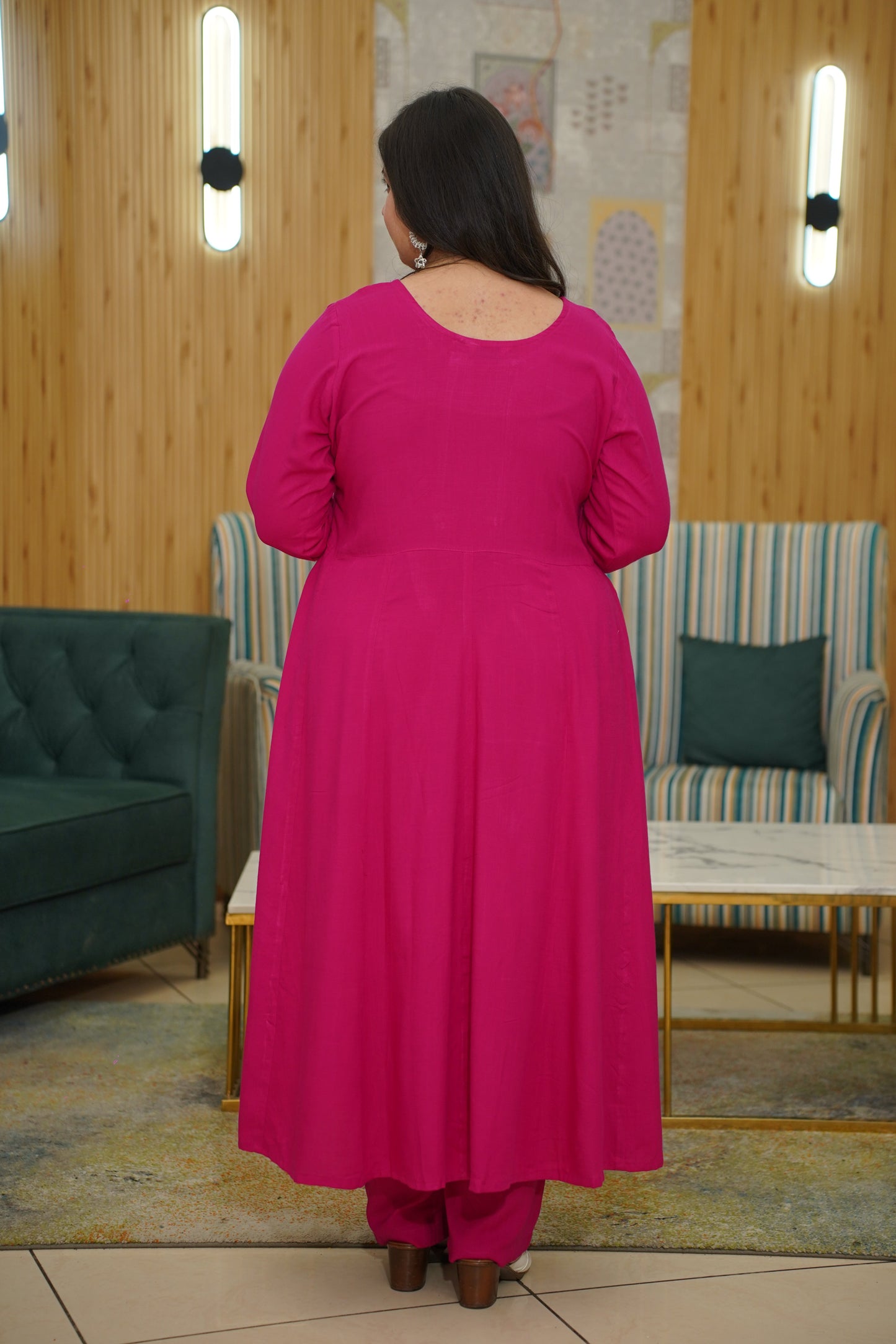 Berry Pink Rayon Anarkali Set