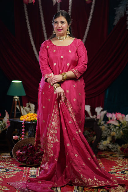 Onion Pink Jacquard Suit Set