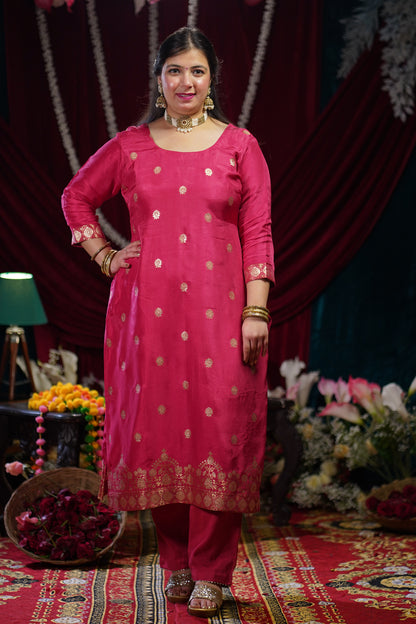 Onion Pink Jacquard Suit Set