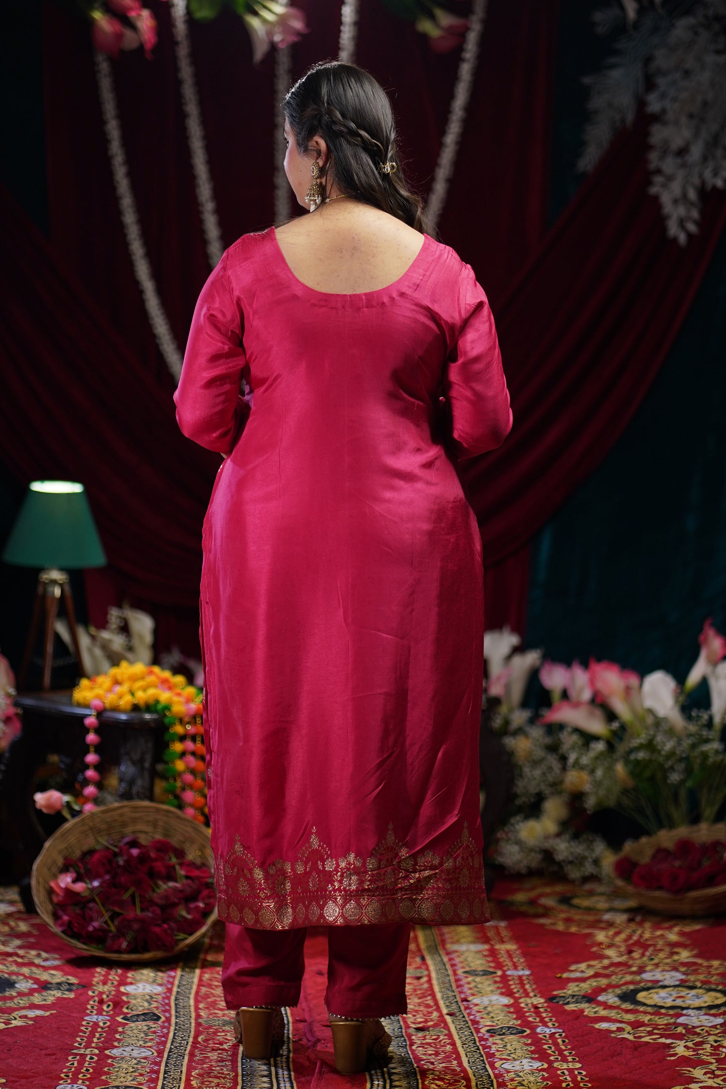 Onion Pink Jacquard Suit Set