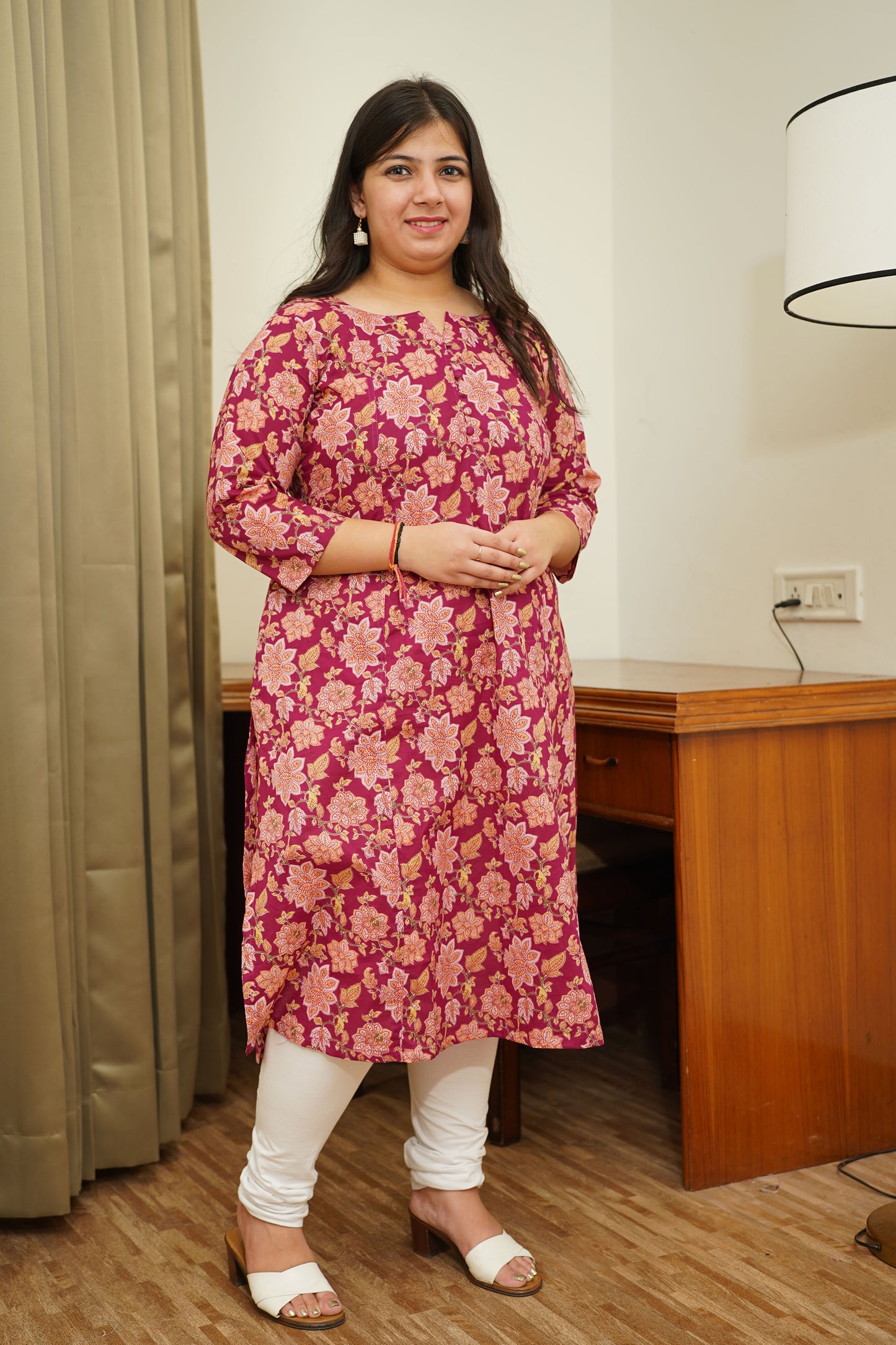 Maroon Kalamkari A-Line Kurti