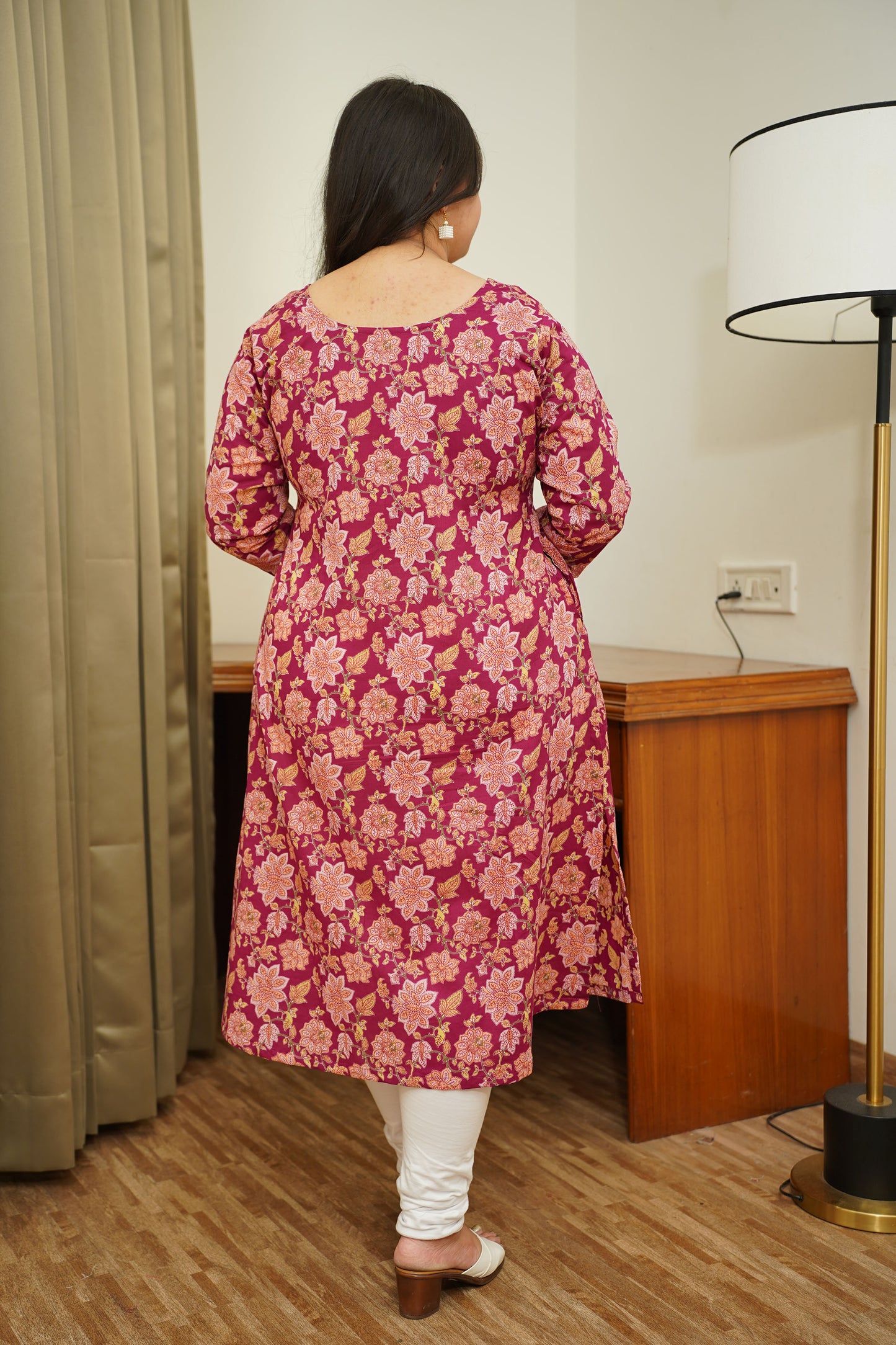 Maroon Kalamkari A-Line Kurti