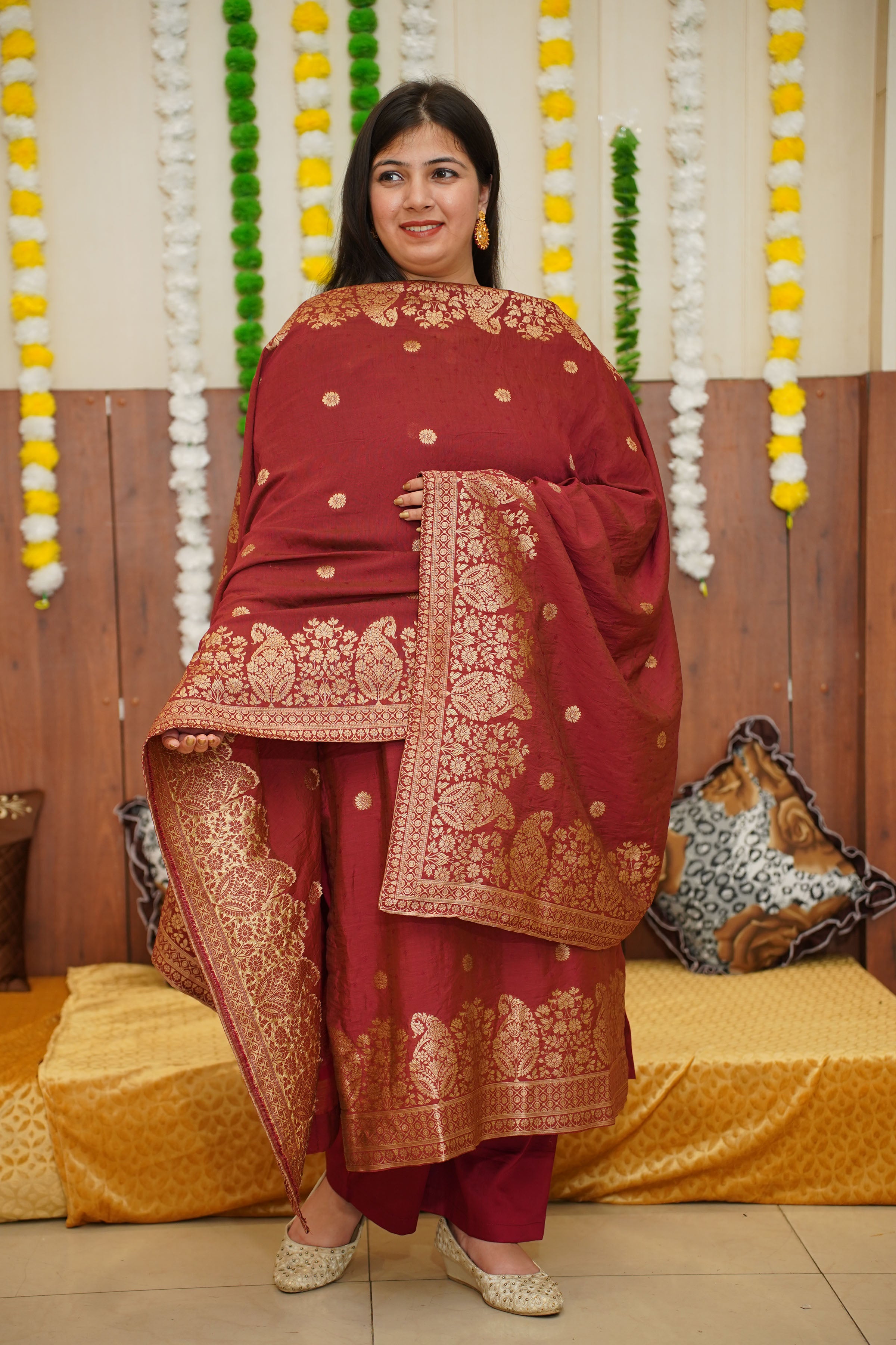 Buy Maroon Colour Suit Wedding Suits For Women Apella