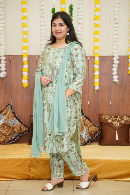 Mint Lustre Modal Suit Set