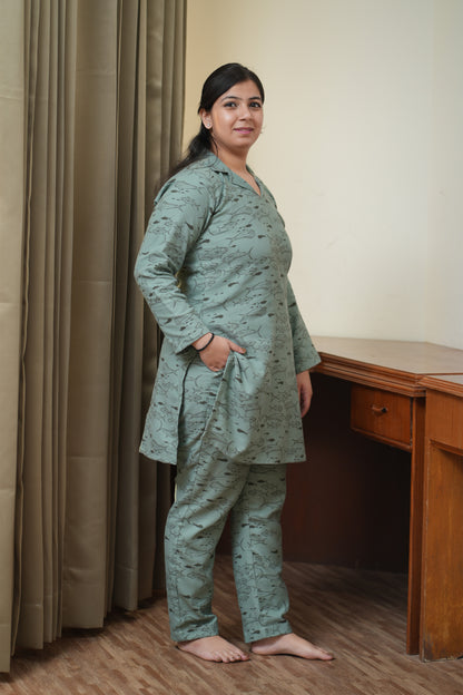 Green Woolen Night Suit